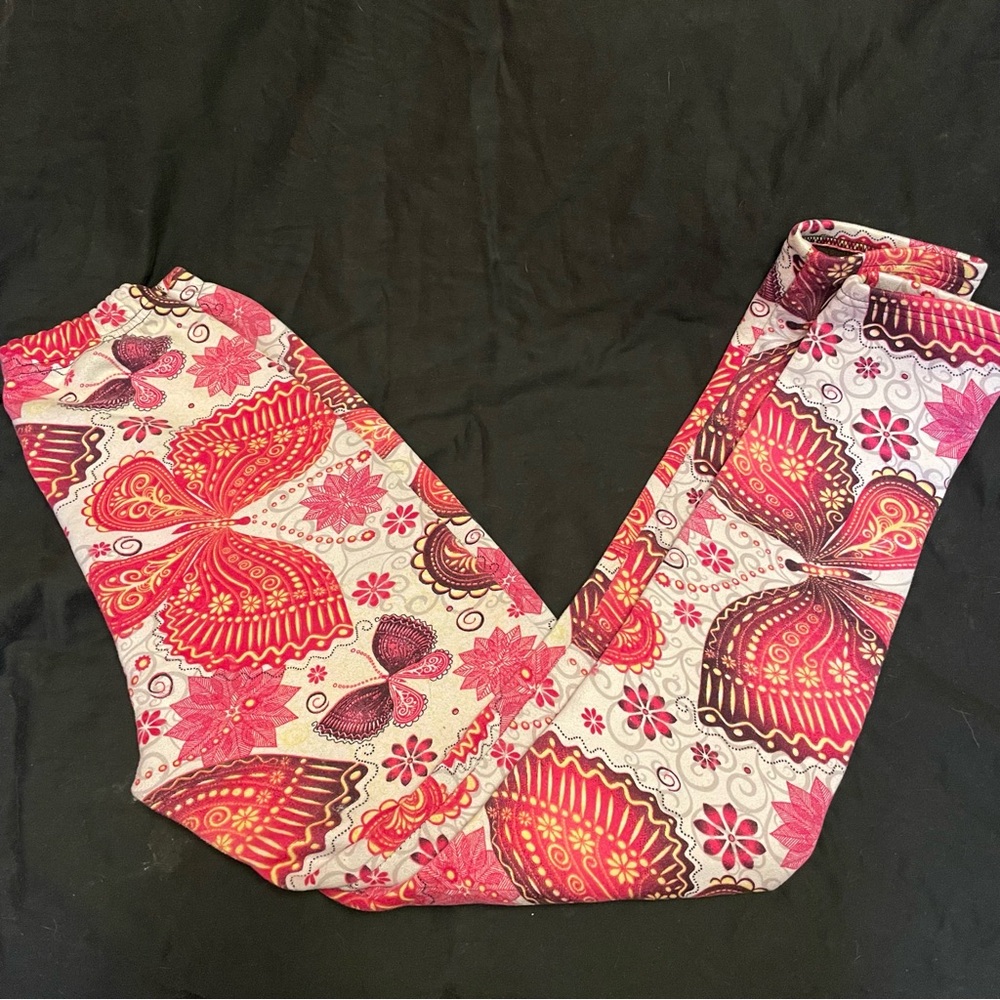4/$20 | Colorful Butterfly Print Fuzzy/ Warm Leggings